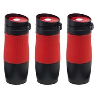 3x Thermosbekers/warmhoudbekers rood/zwart 380 ml Rood