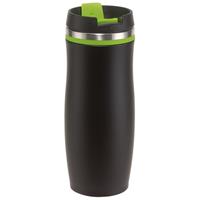 Thermosbeker/warmhoudbeker zwart/groen 400 ml Zwart