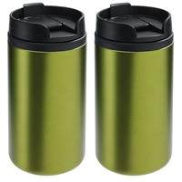 2x Thermosbekers/warmhoudbekers metallic groen 290 ml Groen
