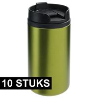 10x Thermosbekers/warmhoudbekers metallic groen 290 ml Groen