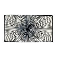 Xenos Tapas bord met zwarte lijnen - 21,5x12 cm