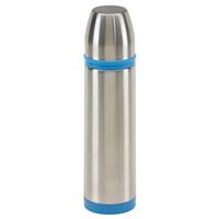 Bellatio 2x RVS thermosflessen/isoleerflessen 500 ml zilver/blauw Zilver