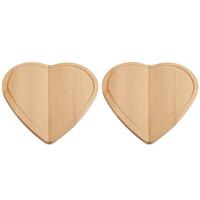 2x Hartvormige houten snijplanken/serveerplanken 16 cm Bruin