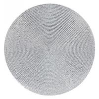 6x Luxe ronde placemat zilver 38 cm gevlochten Goudkleurig