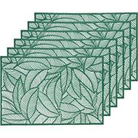 Decoris 6x Groene bladeren placemats 30 x 45 cm rechthoek Groen