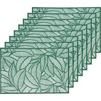 Decoris 8x Groene bladeren placemats 30 x 45 cm rechthoek Groen