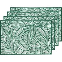 Decoris 4x Groene bladeren placemats 30 x 45 cm rechthoek Groen