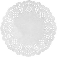 10x Witte ronde placemats 35 cm papier met kanten uiterlijk Wit