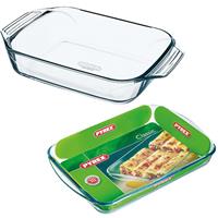 Pyrex 2x Glazen ovenschalen 4 en 3,7 liter Transparant