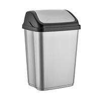 Zilver/zwarte afvalemmer/vuilnisbak met deksel 5 liter Multi