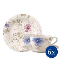 Villeroy & Boch Kaffeeservice »Mariefleur Gris Basic« (18-tlg), Porzellan, mit schönen Blumenmuster