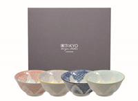 Tokyo Design Studio Blau / Weißes Schüsselset - Gemischte Schüsseln - 4er Set - 15 x 6,8 cm 500 ml