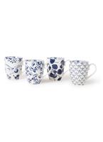 Tokyo Design Studio Blau / Weißes Becherset - Flora Japonica - 4er Set - 8,5 x 10,2 cm 380 ml