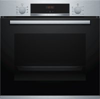 Bosch Serie 4 HBA533BS1. Grootte oven: Middelmaat, Soort oven: Elektrische oven, Totale binnen capaciteit (ovens): 71 l. Apparaatplaatsing: Ingebouwd, Kleur van het product: Roestvrijstaal, Soort bedi