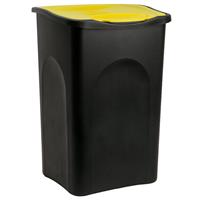Deuba Vuilnisbak zwart/geel plastic 50L