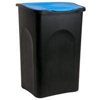 Deuba Vuilnisbak zwart/blauw plastic 50L