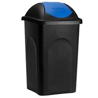 Deuba Afvalbak zwart/blauw 60 liter