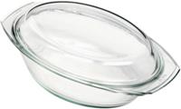 BOHEMIA Selection feuerfeste Glas Schüssel oval mit Deckel, bis 300°C, 2,4l farblos