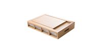 Decopatent Verhoogde Bamboe Snijplank met 4 opvangbakken - Vlees - Groente - Fruit - Snijplanken hout - 4 containers - Snij plank