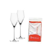 SPIEGELAU Definition Champagnerglas 2er Set mit Poliertuch Sektgläser transparent