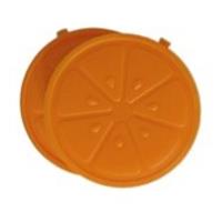 Gerim 2x stuks ijsblokjes sinaasappel herbruikbaar - Plastic ijsblokjes - Verkoeling artikelen - Gekoelde drankjes maken