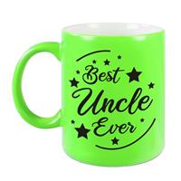 Best Uncle Ever Cadeau Mok / Beker - Neon Groen - 330 Ml - Verjaardag / Bedankje Oom