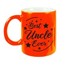 Best Uncle Ever Cadeau Mok / Beker - Neon Oranje - 330 Ml - Verjaardag / Bedankje Oom