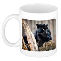 Dieren Zwarte Panter Foto Mok 300 Ml - Cadeau Beker / Mok Panters Liefhebber