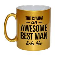 This Is What An Awesome Best Man Looks Like Tekst Cadeau Mok / Beker - Goud - 330 Ml - Bruiloft Getuige Kado