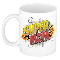 Super Mom Cadeau Mok / Beker - Wit - Comic Stijl / Popart - Cadeau Voor Mama / Moederdag