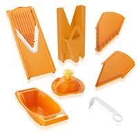 BORNER Börner Mandoline V3 Spezial   7-teiliges Set   5 Schnittstärken   Als Pommes-Schneider geeignet   BPA-frei und rostfrei   Orange