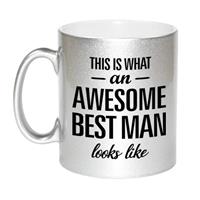 This Is What An Awesome Best Man Looks Like Tekst Cadeau Mok / Beker - Zilver - 330 Ml - Bruiloft Getuige Kado