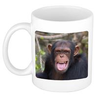 Dieren Chimpansee Foto Mok 300 Ml - Cadeau Beker / Mok Apen Liefhebber