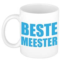 Beste Meester In Blauwe Blokletters Cadeau Koffiemok / Theebeker 300 Ml - Verjaardag / Bedankje - Cadeau Meester