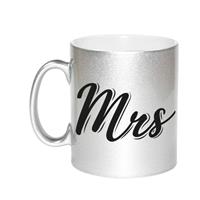 Zilveren Mrs Cadeau Mok / Beker - 330 Ml - Keramiek - Koffiemokken / Theebekers