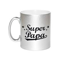 Super Papa Tekst Cadeau Mok / Beker - Zilverkleurig - Vaderdag - 330 Ml