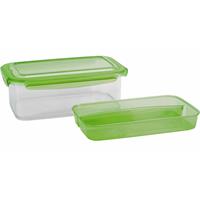 Lunchbox Met (Bestek) Bakje - Groen - 1,9l - 24 X 15,2 X 8,8 Cm - Voedselbewaar Trommel/broodtrommel