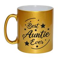 Best Auntie Ever Cadeau Koffiemok / Theebeker - Goudkleurig - 330 Ml - Verjaardag / Bedankje