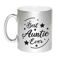 Best Auntie Ever Cadeau Koffiemok / Theebeker - Zilverkleurig - 330 Ml - Verjaardag / Bedankje