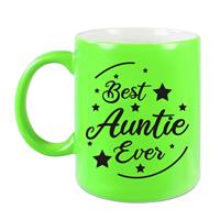 Best Auntie Ever Cadeau Mok / Beker - Neon Groen - 330 Ml - Verjaardag / Bedankje Tante