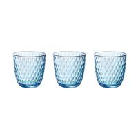 8x Stuks Waterglazen Blauw Transparant Met Relief 290 Ml - Glazen - Drinkglas/waterglas/sapglas