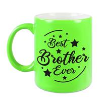 Best Brother Ever Cadeau Mok / Beker - Neon Groen - 330 Ml - Verjaardag / Bedankje - Kado Voor Broer / Broertje