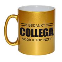 1x Stuks Collega Cadeau Mok / Beker Bedankt Collega Voor Je Top Inzet - Goud - Werknemer/ Personeel Cadeau