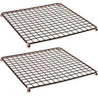 2x Stuks Vierkante Pannen Onderzetters Van Metaal Koper/rose 20 Cm - Onderzetters Voor Ovenschalen En Kookpannen