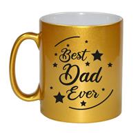 Best Dad Ever Cadeau Koffiemok / Theebeker - Goudkleurig - 330 Ml - Verjaardag / Vaderdag / Bedankje