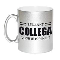 1x Stuks Collega Cadeau Mok / Beker Bedankt Collega Voor Je Top Inzet - Zilver - Werknemer/ Personeel Cadeau