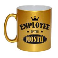 1x Stuks Collega Cadeau Mok / Beker Employee Of The Month/ Werknemer Van De Maand - Goud - Personeel Cadeau