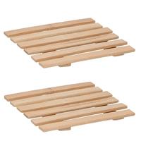 Set Van 6x Stuks Bamboe Pannenonderzetters 17 X 18 Cm - Tafel Onderleggers Voor Pannen