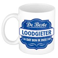 De Beste Loodgieter Cadeau Koffiemok / Theebeker Wit Met Blauw Embleem - 300 Ml - Keramiek - Cadeaumok Loodgieters