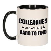 Personeel / Werknemer Cadeau Mok Zwart Wit / Colleagues Like You Are Hard To Find - Collega Bedankt Cadeau